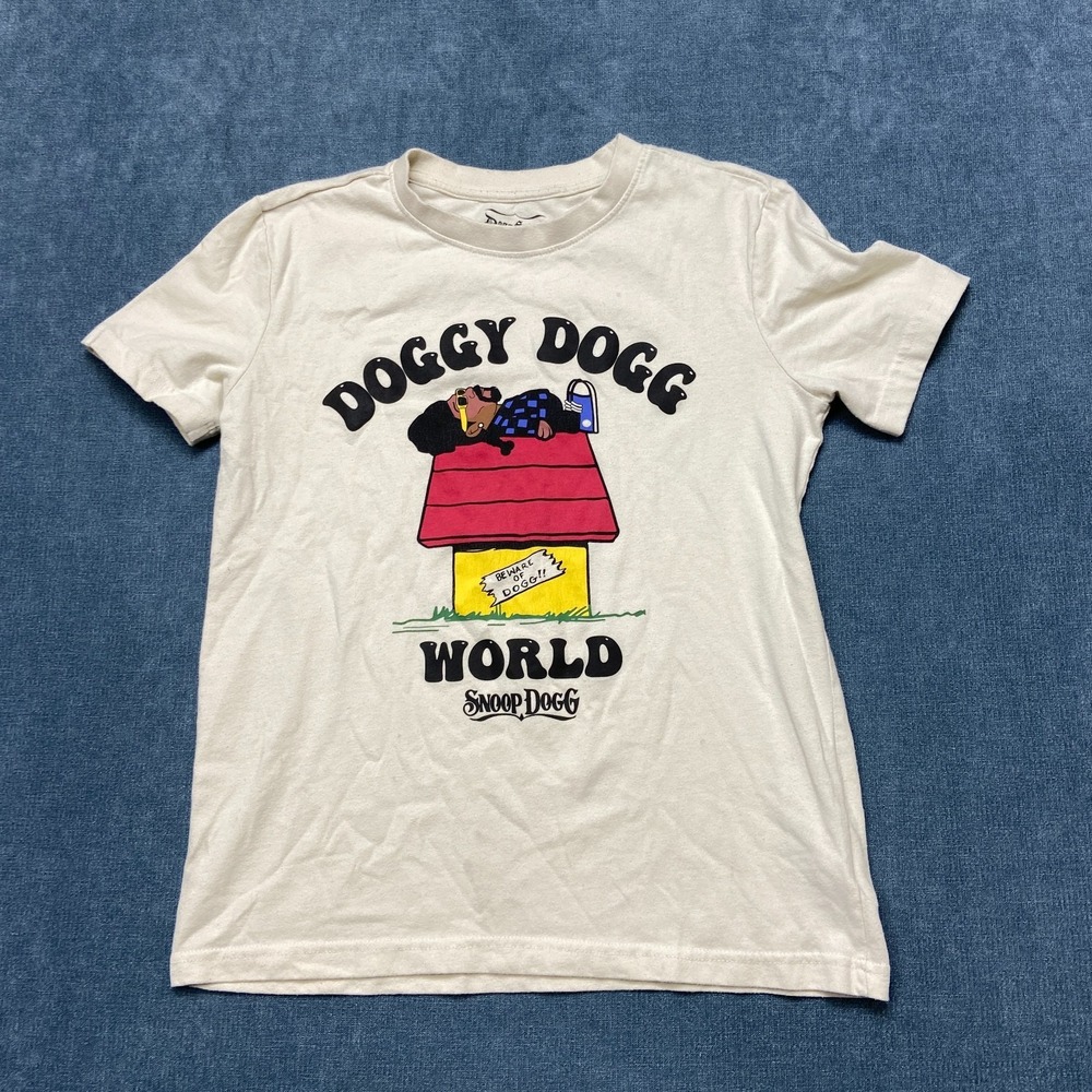 Dogg Supply By Snoop Dogg T-Shirt Youth XL 14/16 Cream Beware of Dogg Graphic